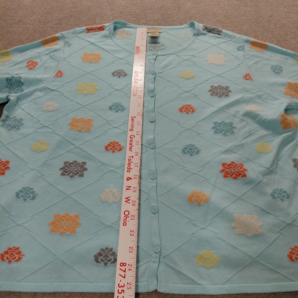 Sigrid Olsen Sport Floral Cardigan Boho Hippie Size 2X Light Blue Lightweight - Picture 3 of 8
